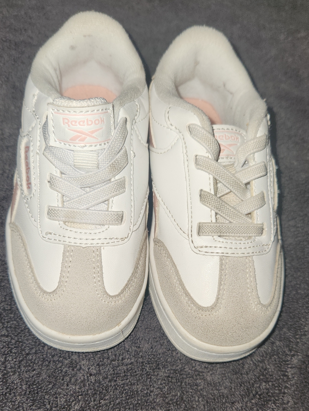 Reebok Kids White Sneakers with Soft Pink Details